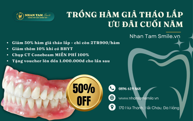 Trồng hàm giả tháo lắp giảm đến 50% tại Nhan Tam Smile